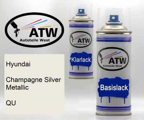 Hyundai, Champagne Silver Metallic, QU: 400ml Sprühdose + 400ml Klarlack - Set, von ATW Autoteile West.